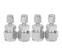 Accesorio de compresión de acero inoxidable 4 piezas Adaptador de tubo de virola doble recto de acero inoxidable 304 para diámetro reductor de tubería de aceite de gas de agua (F1/8-F1/2)