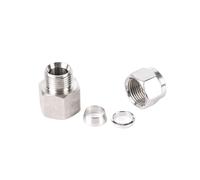 Accesorio de compresión de doble férula de acero inoxidable, conector de unión con rosca hembra BSP, adaptador de tubo SS 304(6MM*3/8INCH)