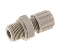 Accesorio de compresión recto de PP 8x6 mm y G3/8'' con rosca macho 10 bar