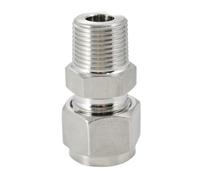 Accesorio de conversión de acero inoxidable Compresión de doble casquillo acero inoxidable for tubos 3, 6, 8, 10, 12 y 14 mm a conector macho 1/8", 1/4", 3/8" 1/2"(1I2 x 14mm)