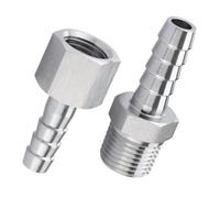 Accesorio de conversión de acero inoxidable Conector de tubería acero inoxidable con espiga for manguera 1/8" 1/4" 3/8" 1/2" 3/4" Macho Hembra A 4 5 6 8 10 12 14 16 19 25 mm(NPT Male,4MM BARB OD_3/8")