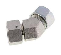 Accesorio de corte en codo de 45 grados de acero galvanizado 22L con rótula 160 bar Junta tórica de NBR Cono de sellado ajustable ISO 8434-1