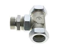 Accesorio de corte en T de acero galvanizado 42L y M48x2 con rosca macho 160 bar ajustable ISO 8434-1