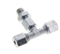 Accesorio de corte en T de acero galvanizado 6S y G1/4'' con rosca macho 630 bar ajustable ISO 8434-1