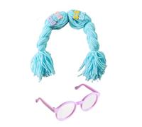 Accesorio de cosplay para mascotas: peluca de gafas con trenzas de gato, divertidas pelucas de cosplay de gato, encantador disfraz de disfraz, gorro de gatito juguetón, traje peludo festivo | Fiesta