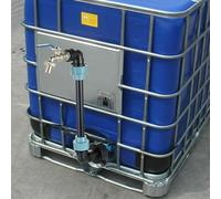 Accesorio de cuello de cisne para IBC, grifo de latón de 3/4 pulgadas, rosca gruesa S60x6, conector integrado de 1 pulgada y boquilla de manguera, tubo PEHD para manejo de fluidos