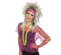 Accesorio De Disfraz De Chaleco De Encaje De Los 80, Guantes Y Diadema