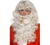 Accesorio De Disfraz De Papá Noel Con Peluca, Barba, Pipa Y Gafas