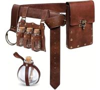 Accesorio de disfraz de vikingos renacentistas, poción de pirata medieval, correa de gancho para botella de Halloween, renacimiento, cosplay, disfraz de pirata medieval, cinturón de cuero, C, M