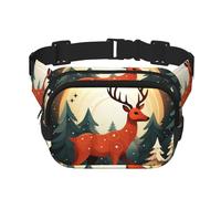 Accesorio de entrenamiento con estampado de ciervo de Feliz Navidad, bolsa de cintura cuadrada de doble capa, viaje de moda para hombres y mujeres