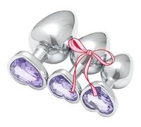 Accesorio De Entrenamiento Exquisito De Acero Inoxidable De Tres Piezas, Base De Lujo Ligera Incrustada De Diamante En Forma De CorazóN, Diamante De 11 Colores Opcional + Z + 36 (PúRpura Clara)