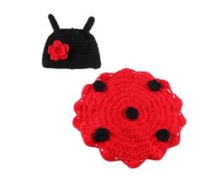 Accesorio de Fotografía Mariquita para Niño Niña, 1 Set Rojo de Lana | Sesiones de Recién Nacido y Fondo de Estudio, Estilo Neutro, Suave y Portátil, Obsequio para Padres