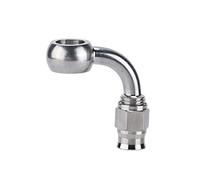 Accesorio de freno de acero inoxidable AN-3, orificio para ojo de banjo de 90 grados, diámetro de 10,2 mm a extremo de manguera de freno de PTFE 3AN, accesorios de automóvil para