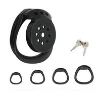 Accesorio De Jaula Protectora De Silicona De Agujero PequeñO Circular con 4 Anillos De Reemplazo, Accesorio De Jaula Ajustable para Hombres, Regalos De Pareja (Negro)
