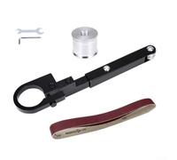 Accesorio de lijadora de correa de amoladora angular, soporte de pulido de aleación para carpintería con doble rodamiento para lijado de riel de tubería de metal, kit de herramientas de molienda