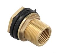 Accesorio de mamparo de latón, adaptador de rosca de manguera macho de 1/2 pulgada hembra de 3/4 pulgadas para tanques de agua, barriles de lluvia y tuberías