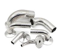 Accesorio de manguera sanitaria SAP 1925323851 mm diámetro exterior SS304, con púas, 1,52 triple abrazadera, virola 50,5-64, codo 90 grados(5 pac,25mmx Ferrule 50.5)