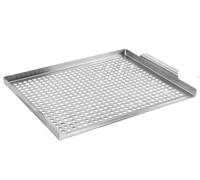 Accesorio de parrilla de acero inoxidable diseñado para su uso con parrillas al aire libre para ampliar las posibilidades de cocción con lados resistentes y asas fáciles de usar