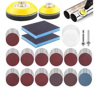 Accesorio de Pulido Atornillador Inalámbrico, con 130 Unidades de Papel de Lija de 3 Pulgadas, 75mm, Grano 60, 80, 120, 180, 240, 320, 400, 600, 800, 1000, 1500, 2000, 3000, Kit de Discos de Lijado