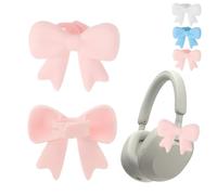 Accesorio de silicona para auriculares con lazo en 3D, accesorios suaves ajustables para niñas gamer, clip universal de lazos kawaii que se adapta a la mayoría de auriculares sobre la oreja (paquete