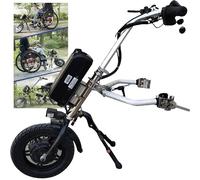 Accesorio de silla de ruedas de bicicleta de mano eléctrica de 500 W, tirador de silla de ruedas, con luz delantera + altavoz, 3 velocidades/rango de crucero: 65 km, batería de 17 Ah, A