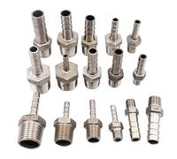 Accesorio de tubería con rosca macho BSPT de 1/8", 1/4" y 3/8" a conector reductor de manguera de púas de diámetro interior de 6, 8, 10 y 12 mm, de acero inoxidable 304.(12mm tube,3/8")