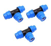 Accesorio de tubería de 25 mm, accesorios de tubería de agua en T - 25 mm x 25 mm x 25 mm, accesorio de plomería de compresión PN16-conector compatible con tuberías de polietileno(3 piezas)