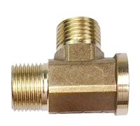 Accesorio de tubería de latón for fontanería neumática, rosca macho/hembra 1/8, 1/4, 3/8, 1/2 BSP, accesorios de cobre tipo T, adaptador de agua, aceite y Gas(Male-M-F,3/8")