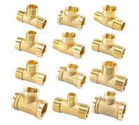 Accesorio de tubería de latón for fontanería neumática, rosca macho/hembra 1/8, 1/4, 3/8, 1/2 BSP, accesorios de cobre tipo T, adaptador de agua, aceite y Gas(Female-F-F,3/8")