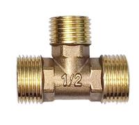 Accesorio de tubería de latón for fontanería neumática, rosca macho/hembra 1/8, 1/4, 3/8, 1/2 BSP, accesorios de cobre tipo T, adaptador de agua, aceite y Gas(Male-M-M,1inch)