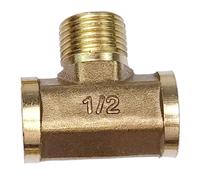 Accesorio de tubería de latón for fontanería neumática, rosca macho/hembra 1/8, 1/4, 3/8, 1/2 BSP, accesorios de cobre tipo T, adaptador de agua, aceite y Gas(Female-M-F,1/2")