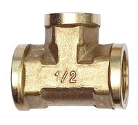 Accesorio de tubería de latón for fontanería neumática, rosca macho/hembra 1/8, 1/4, 3/8, 1/2 BSP, accesorios de cobre tipo T, adaptador de agua, aceite y Gas(Female-F-F,1/2")