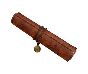 Accesorio de viaje: Estuche enrollable de cuero genuino rústico para lápices, ideal para creadores que están siempre en movimiento y profesionales