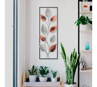 Accesorio decorativo de pared de metal hecho a mano, 32 x 90 cm, 100% metal (1,5 mm), diseño único pintado a mano, perfecto para decoración del hogar y toque personal