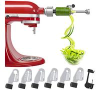 Accesorio en espiral compatible con batidora de pie KitchenAid, incluye pelar, núcleo y rebanada, cortador de verduras (no espiralizador de la marca KitchenAid) (7 cuchillas)