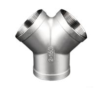 Accesorio en forma de Y de acero inoxidable 304 con rosca interna y externa diseñado para evitar fugas en redes de fontanería para conectar tuberías en aplicaciones de jardín e industriales (2