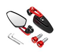 Accesorio Exterior 1 Par De Espejos Finales del Manillar La Motocicleta 7/8 "22mm Espejo Lateral Retrovisor Extremo Barra para Kawasaki(Rojo)