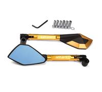 Accesorio Exterior Espejos Retrovisores Antideslumbrantes para Manillar De Motocicleta, Ojo Halcón Azulados para MT07 MT-07 MT FZ 07 FZ07, Accesorios(Gold)