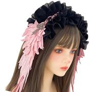 Accesorio gótico punk para el cabello fabricado con encaje de tela de alta calidad y detalles decorativos de cruces de metal para uso diario, fiestas, diadema de encaje punk