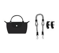 Accesorio Mejorado con Correa for el Hombro reconstruida y Tejida de Nailon for el Bolso Longchamp Mini(Black)