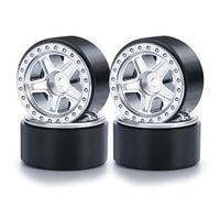 Accesorio Modelos RC para Axial para Scx24 90081 para Deadbolt 1/24 Coche Trepador Control Remoto Camión 4 Uds Micro 1,0 Pulgadas Llanta Rueda Plástico Beadlock para Cubo 5 Radios(Silver)