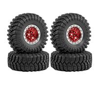 Accesorio Modelos RC para FCX24 FCX24M para TRX4M para SCX24 AX24 1/18 1/24 4 Uds 70mm 1,3 "Rueda Y Neumático Metal Beadlock Coche Trepador Control Remoto Piezas Mejora(Red)