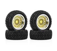 Accesorio Modelos RC para Tamiya para TT01 para TT02 para Kyosho D3 para Traxxas 4Tec 2,0 1/10 4 Uds Neumáticos Carretera Ruedas 12mm Llantas Plástico Hexagonales Drift RC(Gold)