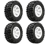 Accesorio Modelos RC para Traxxas para E-revo para Mjx para Wltoys 1/14 1/16 RC Coche Camión Mejora Piezas 12Mm Caucho Hexagonal Neumáticos Todoterreno Llantas Ruedas Conjunto(White)