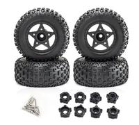 Accesorio Modelos RC para Traxxas para Slash para Arrma para Senton para Vkar para HPI SCTX10 1/8 1/10 4 Uds 109mm Rueda De Neumático De Camión De Recorrido Corto Hex RC Coche(Black)