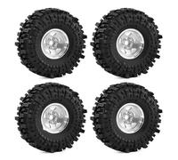 Accesorio Modelos RC para TRX4 para TRX6 para Axial para SCX10 II III Gen7/8 D90 VS4-10 1/10 RC Piezas De Coche Rueda Beadlock 1,9 Pulgadas Y Juego Neumáticos con Hex. 12mm(Silver)