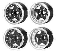 Accesorio Modelos RC para Trx4 para Trx6 para Scx10 para Gen7 para Gen8 1/10 1,9 Pulgadas Juego Llantas Ruedas Beadlock Aluminio para Cubo Compensación Ajustable RC(Black)