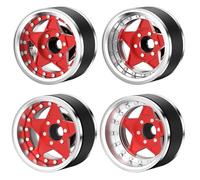 Accesorio Modelos RC para Trx4 para Trx6 para Scx10 para Gen7 para Gen8 1/10 1,9 Pulgadas Juego Llantas Ruedas Beadlock Aluminio para Cubo Compensación Ajustable RC(Red)