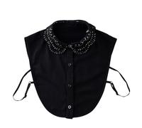 Accesorio multifuncional de moda ahuecado con diamantes de imitación, collar falso desmontable para un aspecto elegante en varios estilos de collar de graduación, Negro, Talla única