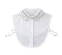 Accesorio multifuncional de moda ahuecado con diamantes de imitación, collar falso desmontable para un aspecto elegante en varios estilos de collar de graduación, blanco, Talla única